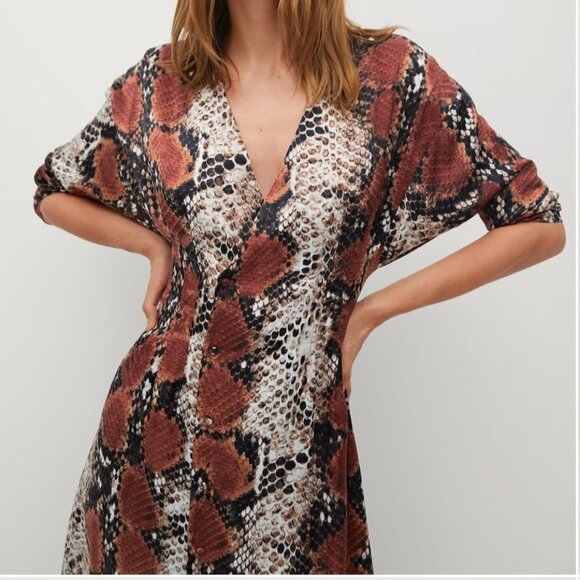 Mango Animal Snake Print Long Gown Size Small NWT - Picture 2 of 12